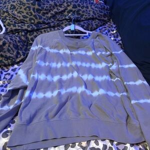 Blue Crewneck Sweater with Artistic Design